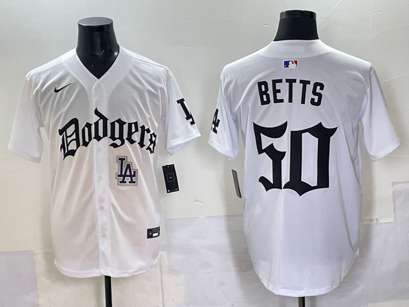 Men Los Angeles Dodgers 50 Betts white Nike 2025 MLB jersey 0010